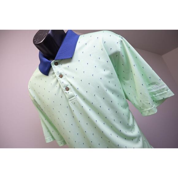 Pebble Beach Golf Polo Shirt Flags Green Athletic Short Sleeve Mens Sz XL - Picture 2 of 6